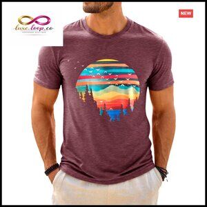 Men's Short Sleeve Graphic Tee, Loose Fit, Vintage Print, Summer Casual Wear